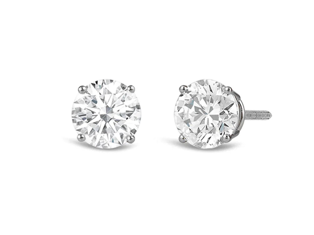 Lab diamond studs  E-VS1 · 14K gold · 4-prong basket stud earrings