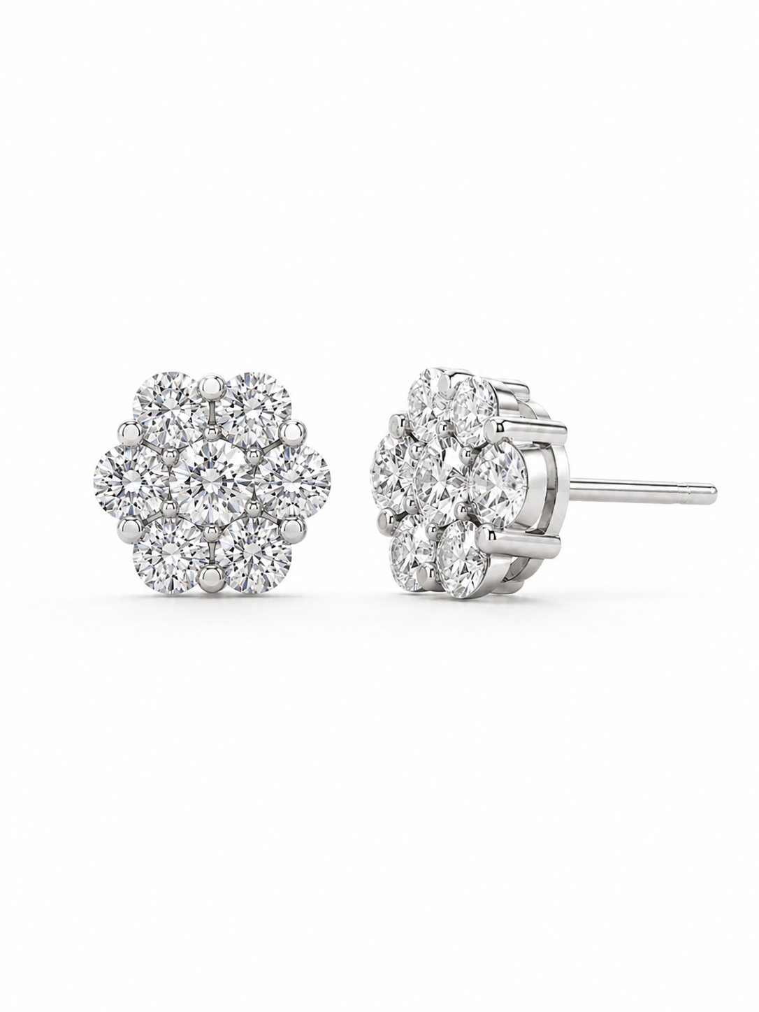 Lab-grown diamond flower earrings