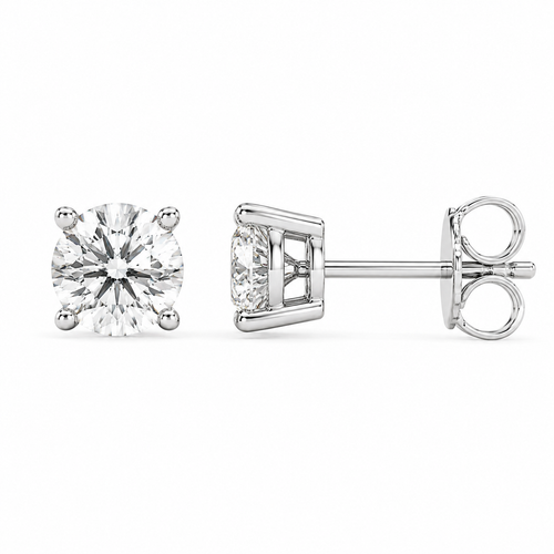 Lab diamond studs  E-VS1 · 14K gold · 4-prong basket stud earrings